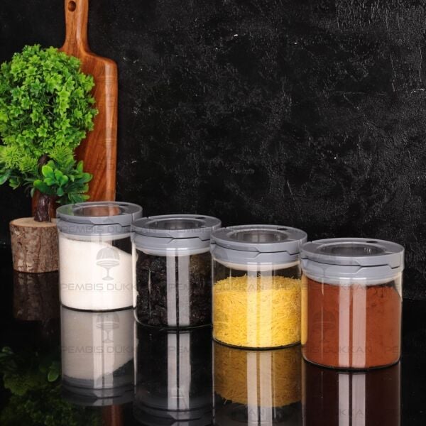 4LÜ GRİ TESORA, 850ML ERZAK KAVANOZ SETİ