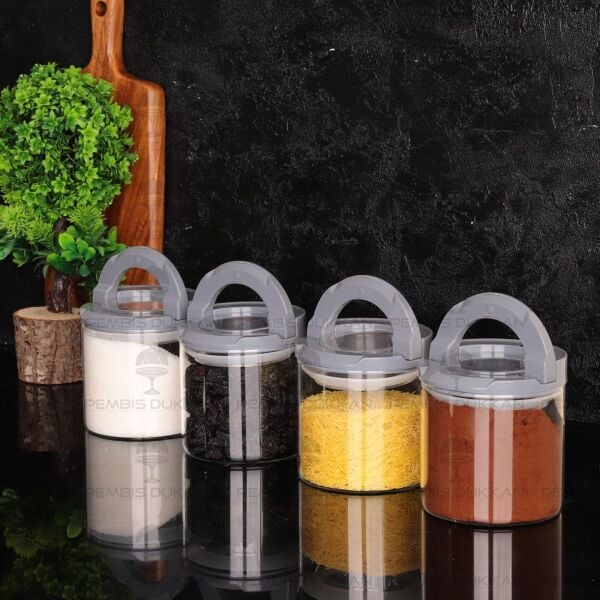4LÜ GRİ TESORA, 850ML ERZAK KAVANOZ SETİ