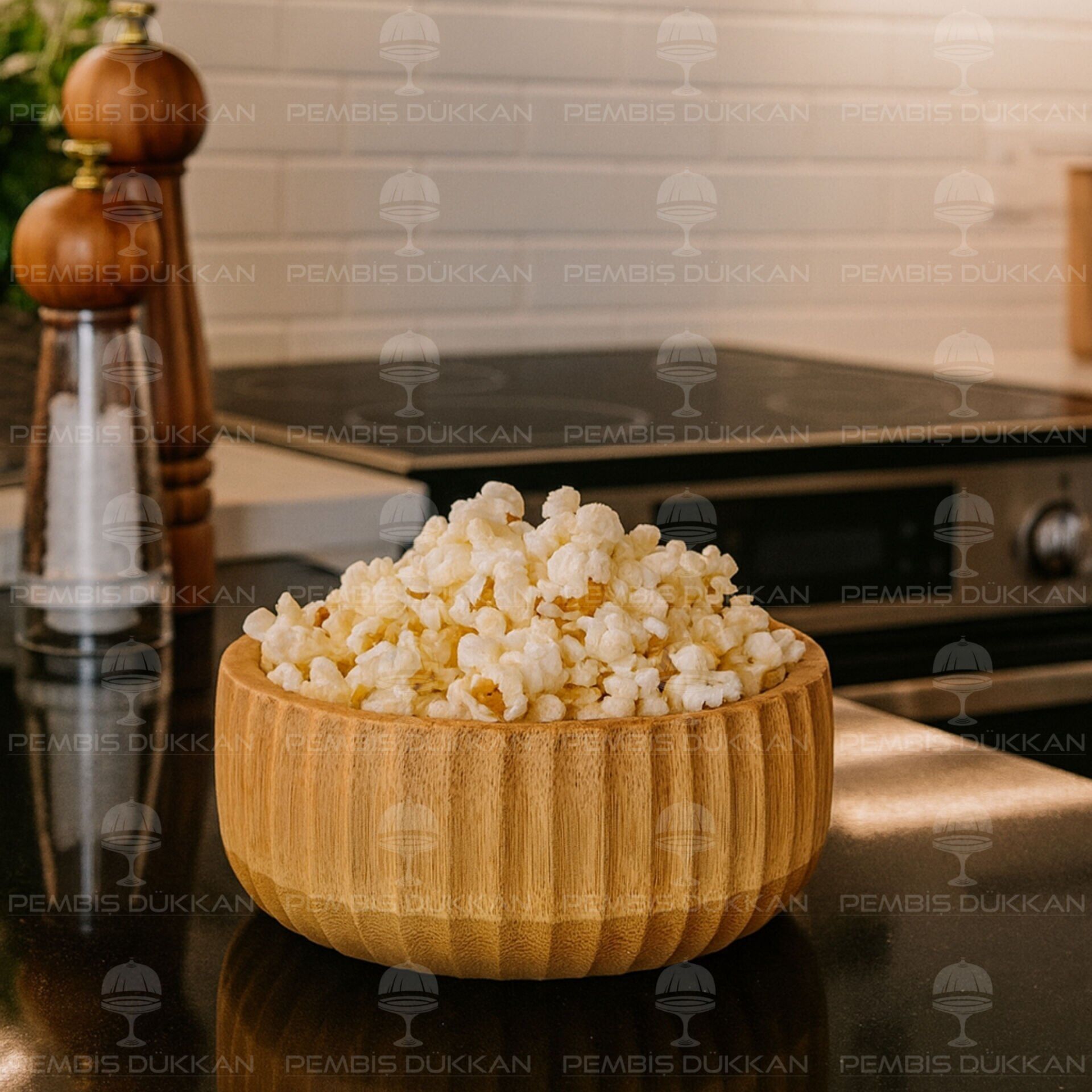 1 ADET YUVARLAK BAMBU KENAR ÇİZGİLİ KASE KÜÇÜK BOY(7B01)