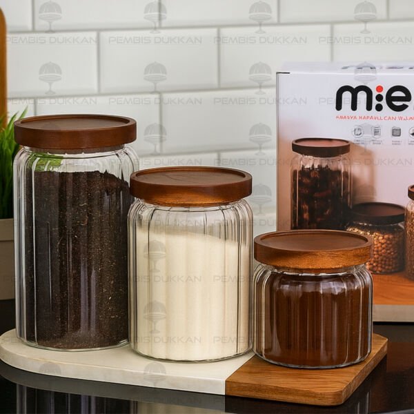 3lü Menny Tezgah Üstü Kavanoz Set (Bor-073)