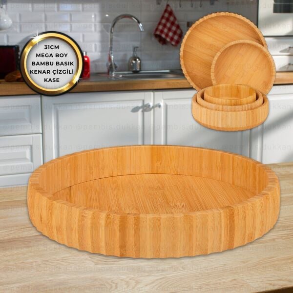 BAMBU ŞERİT KENARLI DUBBLE MEYVELİK SERVİS (867)