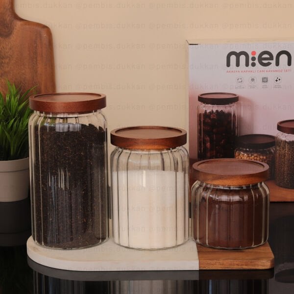3lü Menny Tezgah Üstü Kavanoz Set (Bor-073)