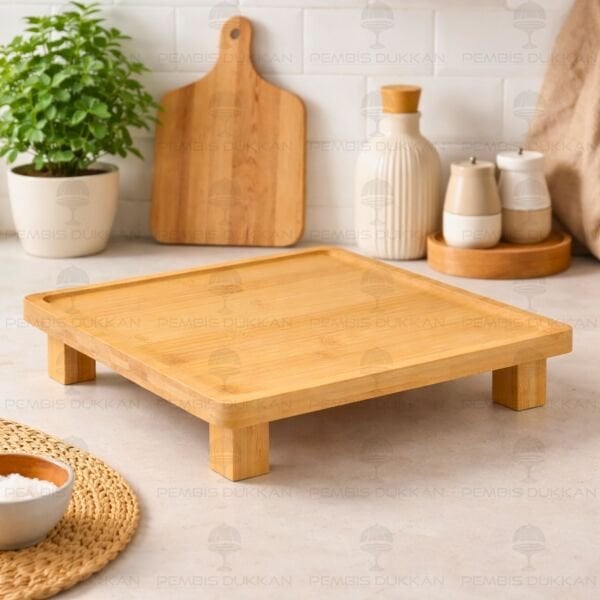 BAMBU 26CM KARE PEYNİR TABAĞI & SUNUM STAND (8B71)
