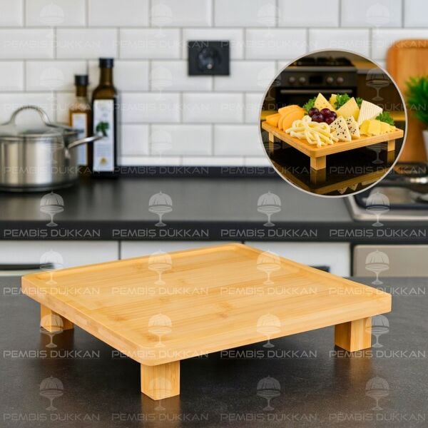 BAMBU 26CM KARE PEYNİR TABAĞI & SUNUM STAND (8B71)