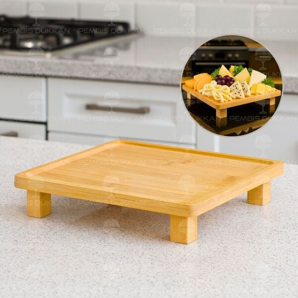 BAMBU 26CM KARE PEYNİR TABAĞI & SUNUM STAND (8B71)