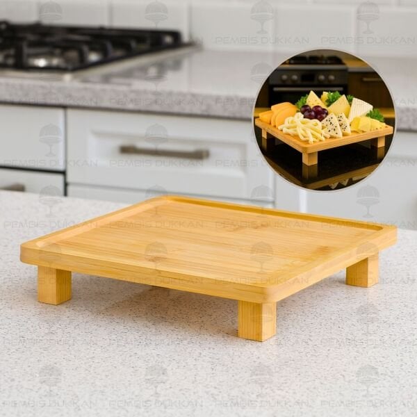 BAMBU 26CM KARE PEYNİR TABAĞI & SUNUM STAND (8B71)