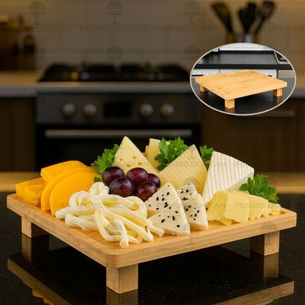 BAMBU 26CM KARE PEYNİR TABAĞI & SUNUM STAND (8B71)