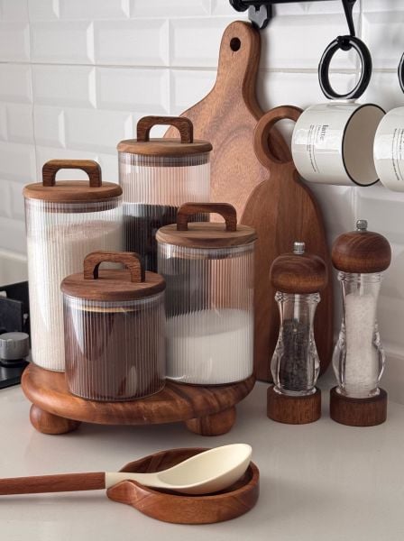 4LÜ LİNES TEZGAH ÜSTÜ KAVANOZ KOMBİN SET (AKS143)