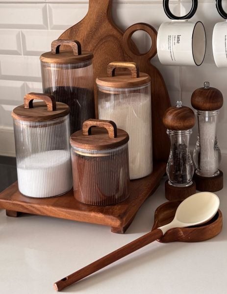 4LÜ LİNES TEZGAH ÜSTÜ KAVANOZ KOMBİN SET (AKS139)