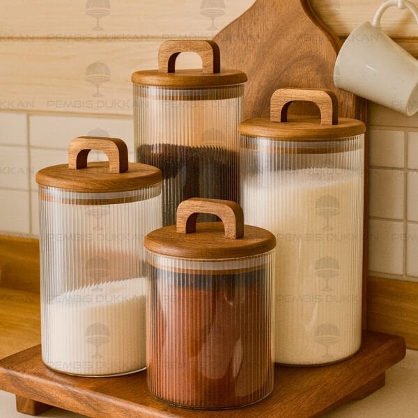 4LÜ LİNES TEZGAH ÜSTÜ KAVANOZ KOMBİN SET (AKS139)