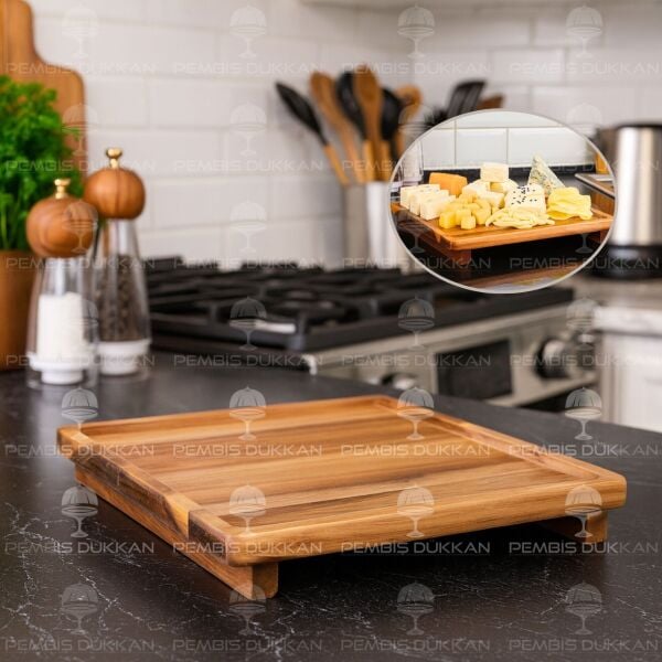 AKASYA 26CM KARE PEYNİR TABAĞI & SUNUM STAND (8B70)