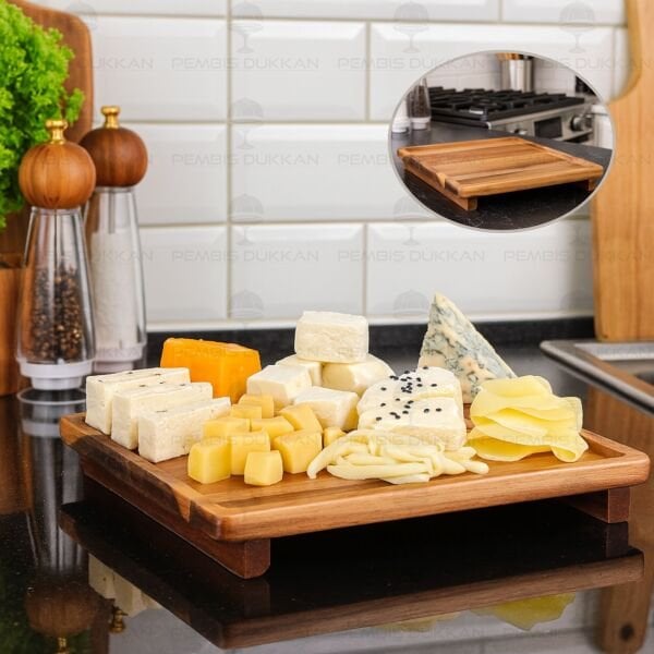 AKASYA 26CM KARE PEYNİR TABAĞI & SUNUM STAND (8B70)