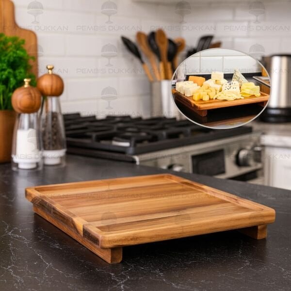 AKASYA 26CM KARE PEYNİR TABAĞI & SUNUM STAND (8B70)