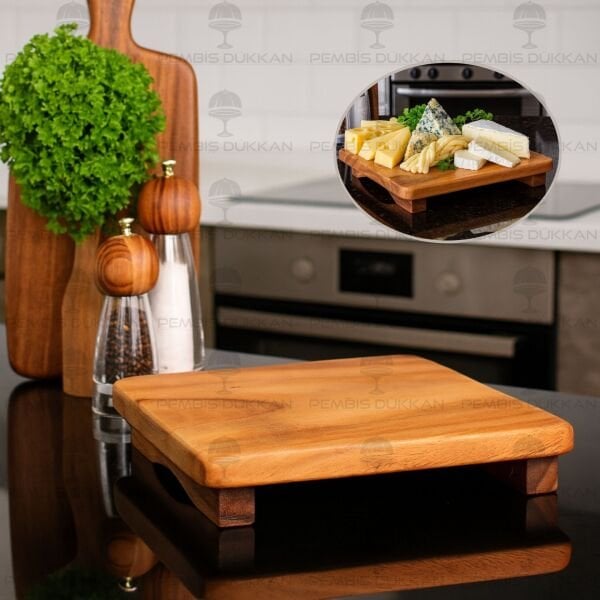 FİLİPİN AKASYASI 24CM KARE PEYNİR TABAĞI & SUNUM STAND (AKS139)