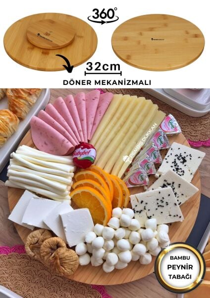 BAMBU 29CM DÖNER MEKANİZMALI PEYNİR TABAĞI (947)