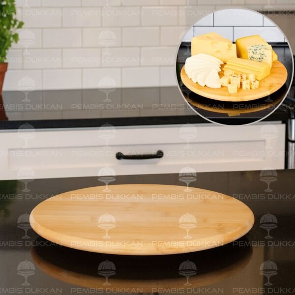 BAMBU 29CM DÖNER MEKANİZMALI PEYNİR TABAĞI (947)