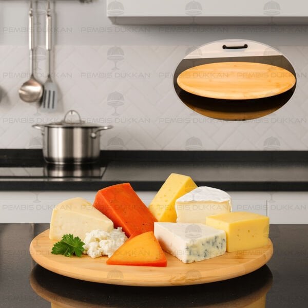 BAMBU 29CM DÖNER MEKANİZMALI PEYNİR TABAĞI (947)
