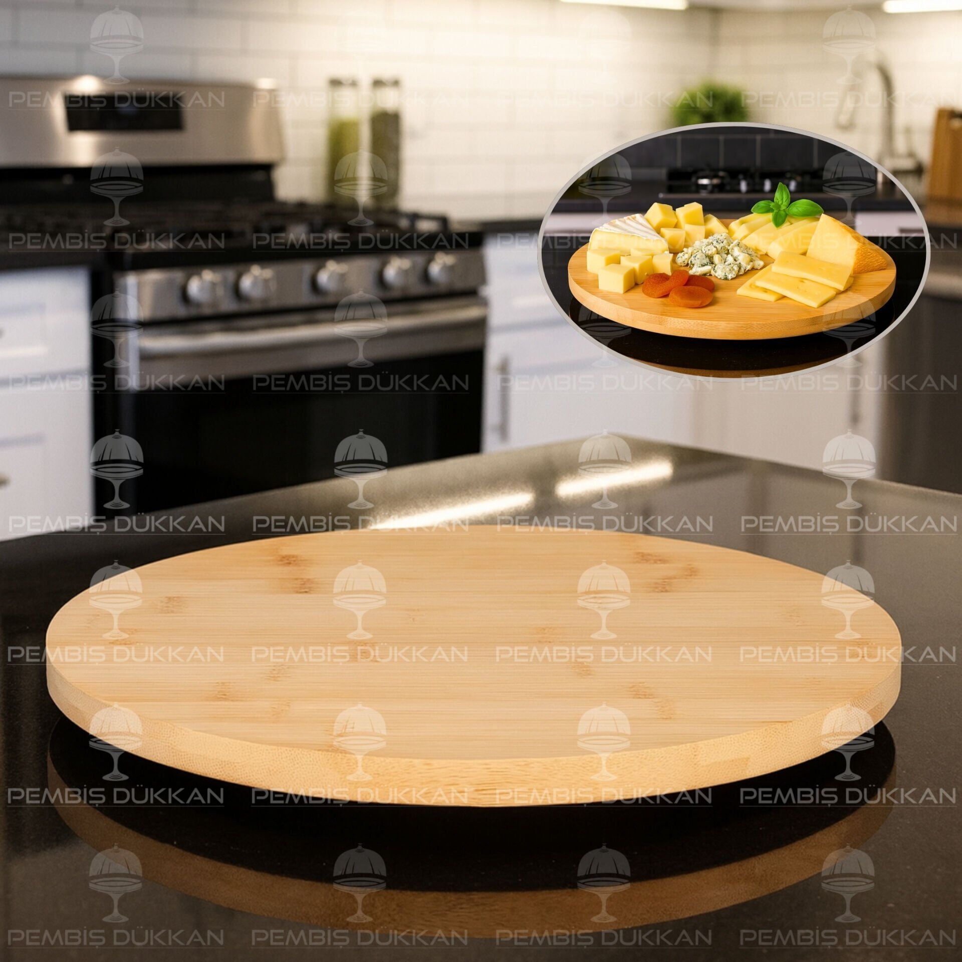 BAMBU 31CM DÖNER MEKANİZMALI PEYNİR TABAĞI (8B28)