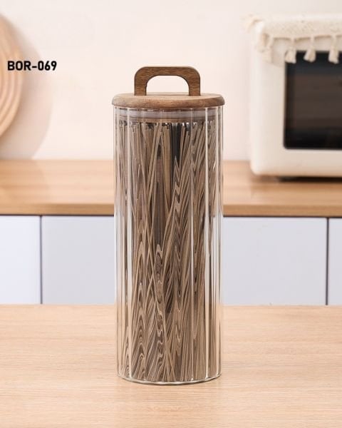 NOVA 1550ML AKASYA KAPAKLI, ÇİZGİLİ KAVANOZ (BOR069)