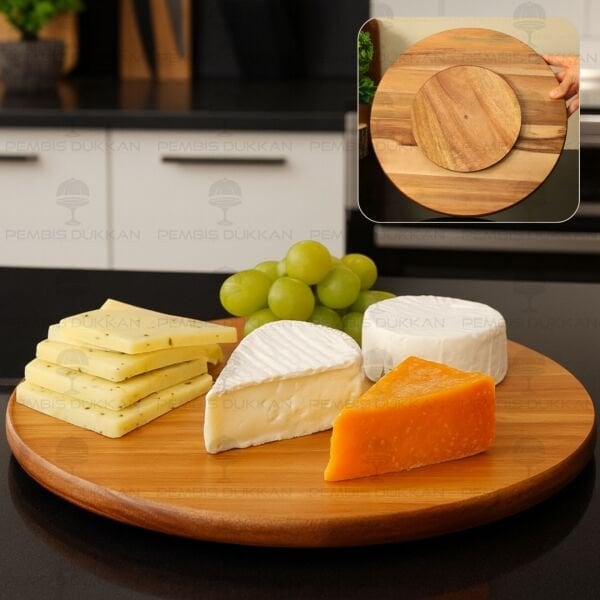 AKASYA 36CM ROTTO, DÖNER MEKANİZMALI PEYNİR TABAĞI (8B54)