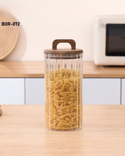 NOVA 1250ML AKASYA KAPAKLI, ÇİZGİLİ KAVANOZ (BOR072)