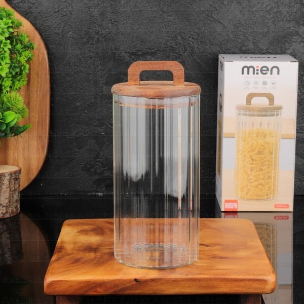 NOVA 1250ML AKASYA KAPAKLI, ÇİZGİLİ KAVANOZ (BOR072)