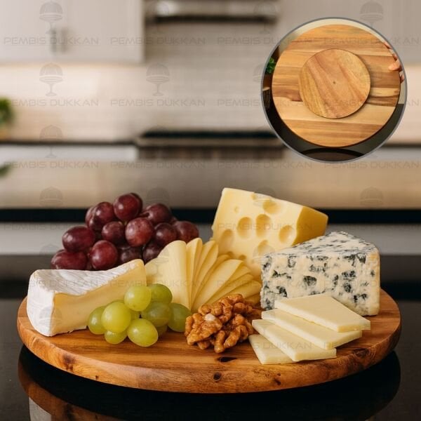 AKASYA 31CM ROTTO, DÖNER MEKANİZMALI PEYNİR TABAĞI (8B52)