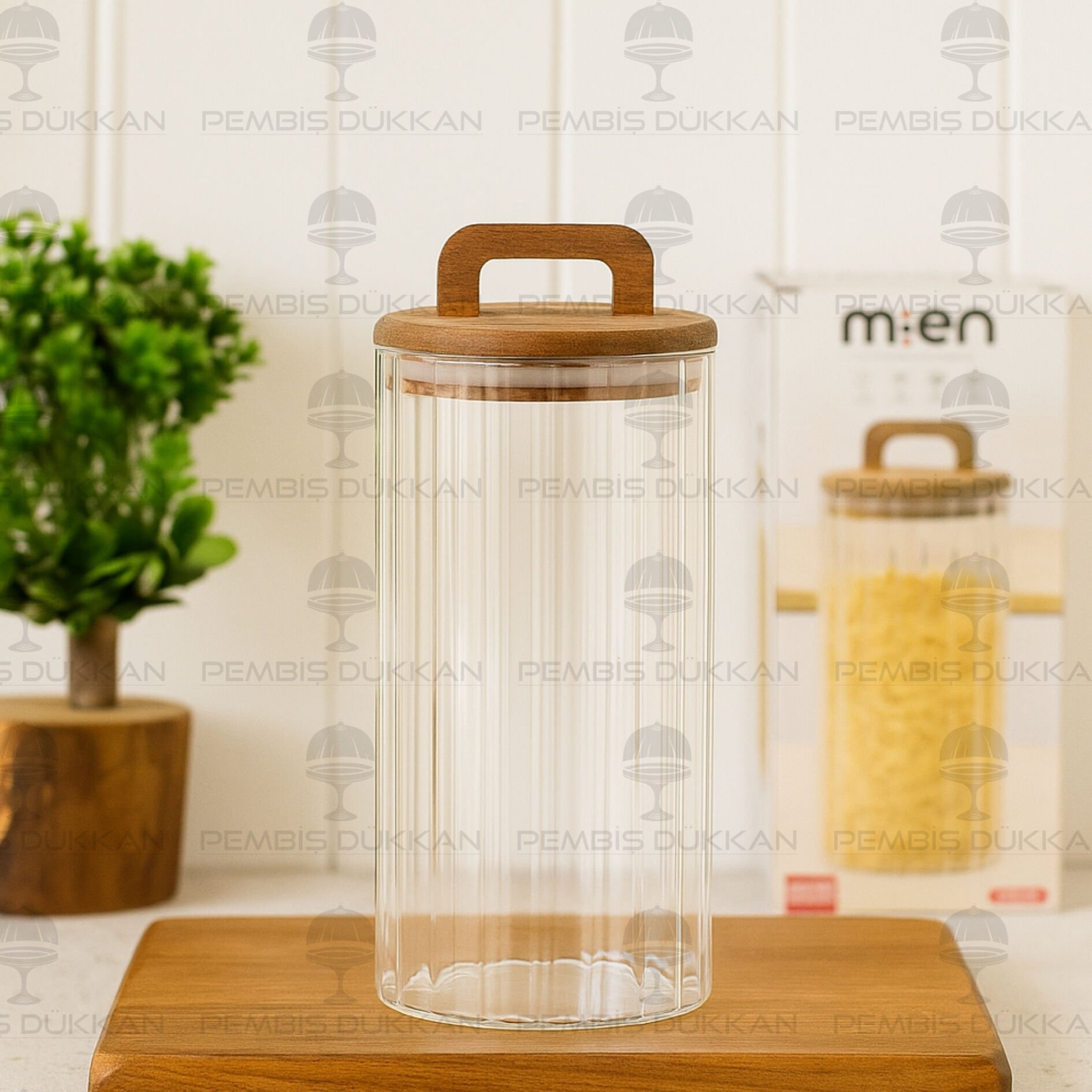 NOVA 1250ML AKASYA KAPAKLI, ÇİZGİLİ KAVANOZ (BOR072)