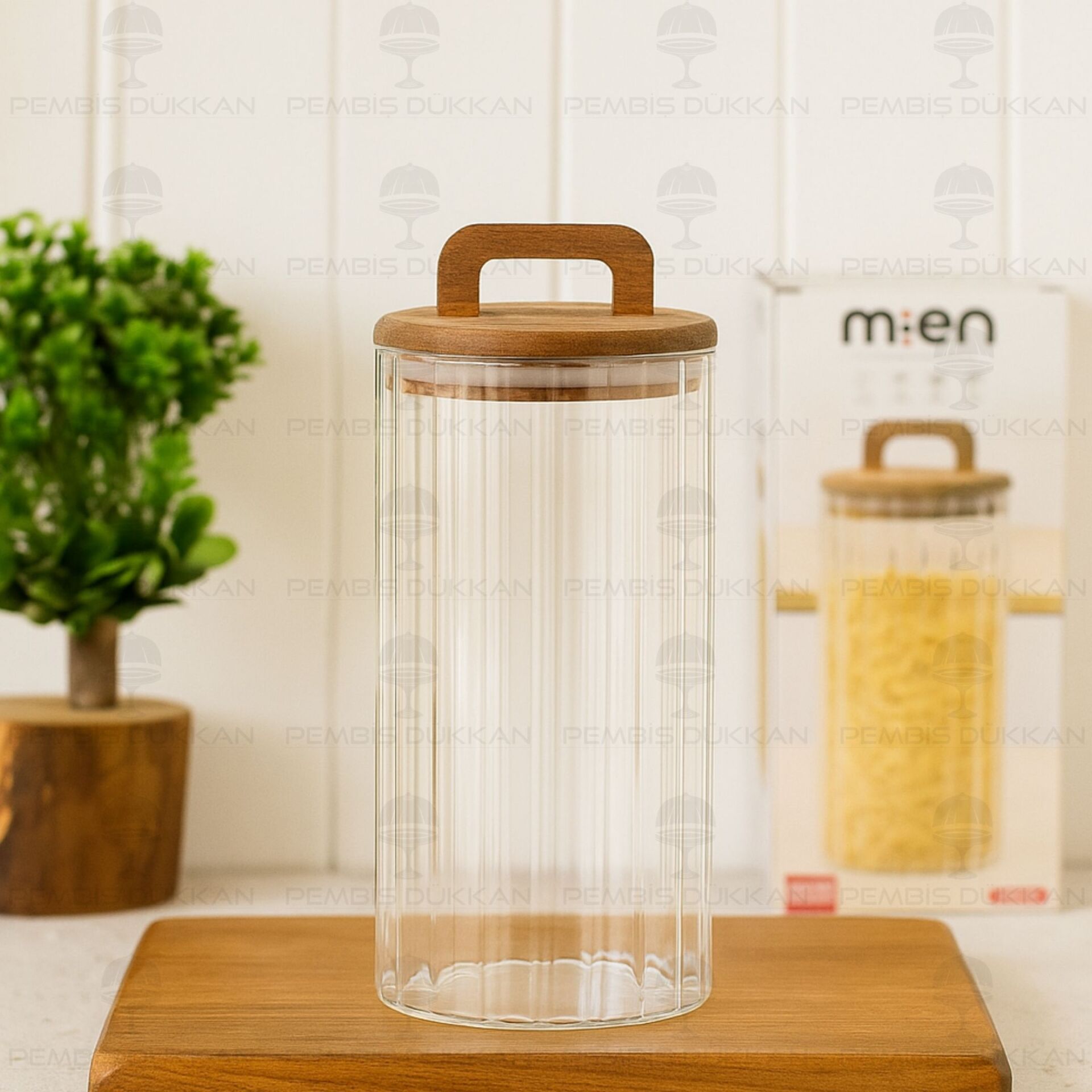 NOVA 1250ML AKASYA KAPAKLI, ÇİZGİLİ KAVANOZ (BOR072)