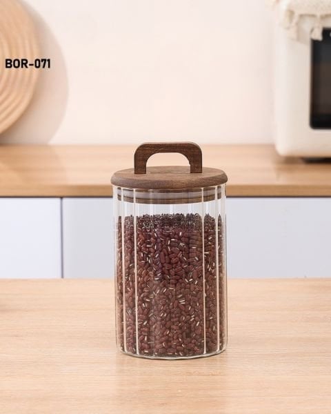 Nova 950ml Akasya Kapaklı, Çizgili Kavanoz (Bor071)