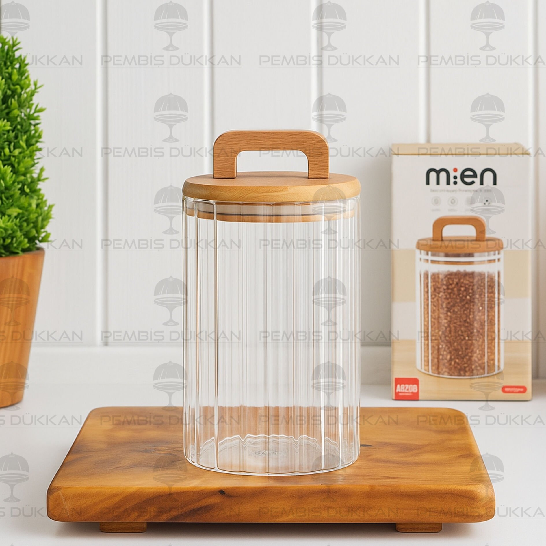 NOVA 950ML AKASYA KAPAKLI, ÇİZGİLİ KAVANOZ (BOR071)