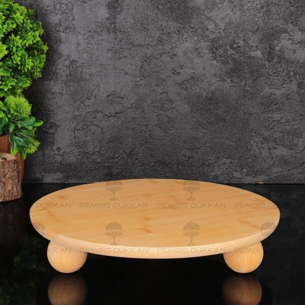 BAMBU 32CM NORA BÜYÜK TOP AYAKLI, PEYNİR TABAĞI & SUNUM STAND (985)