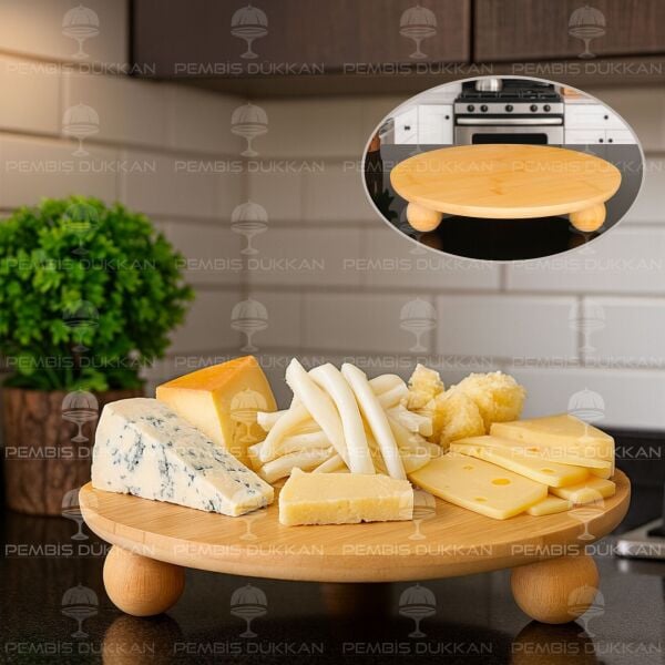 BAMBU YUVARLAK 32CM TOP AYAKLI NORA SUNUMLUK BÜYÜK BOY(985)