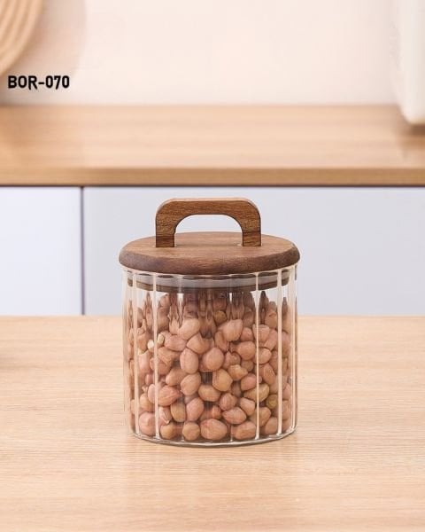 NOVA 650ML AKASYA KAPAKLI, ÇİZGİLİ KAVANOZ (BOR070)