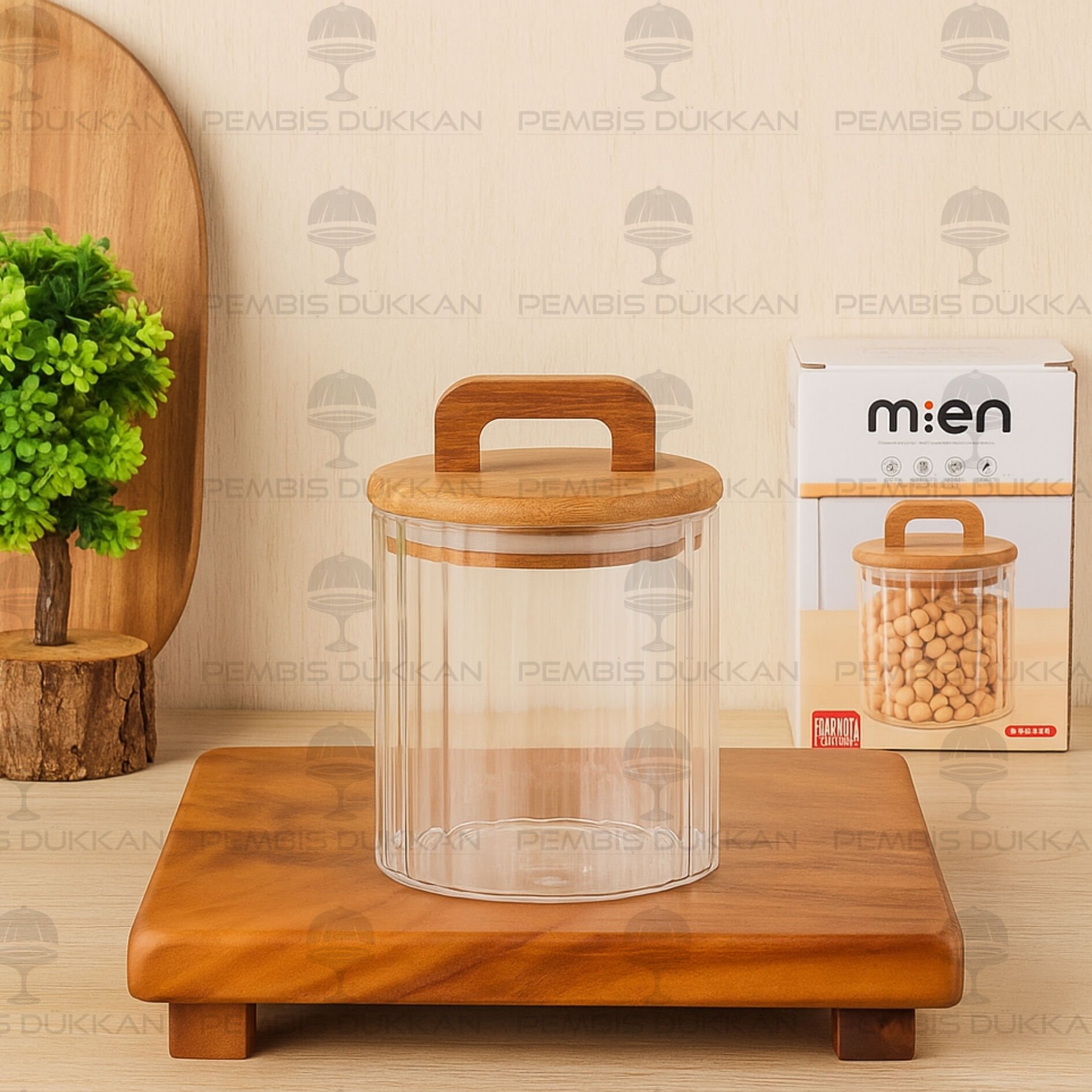 NOVA 650ML AKASYA KAPAKLI, ÇİZGİLİ KAVANOZ (BOR070)