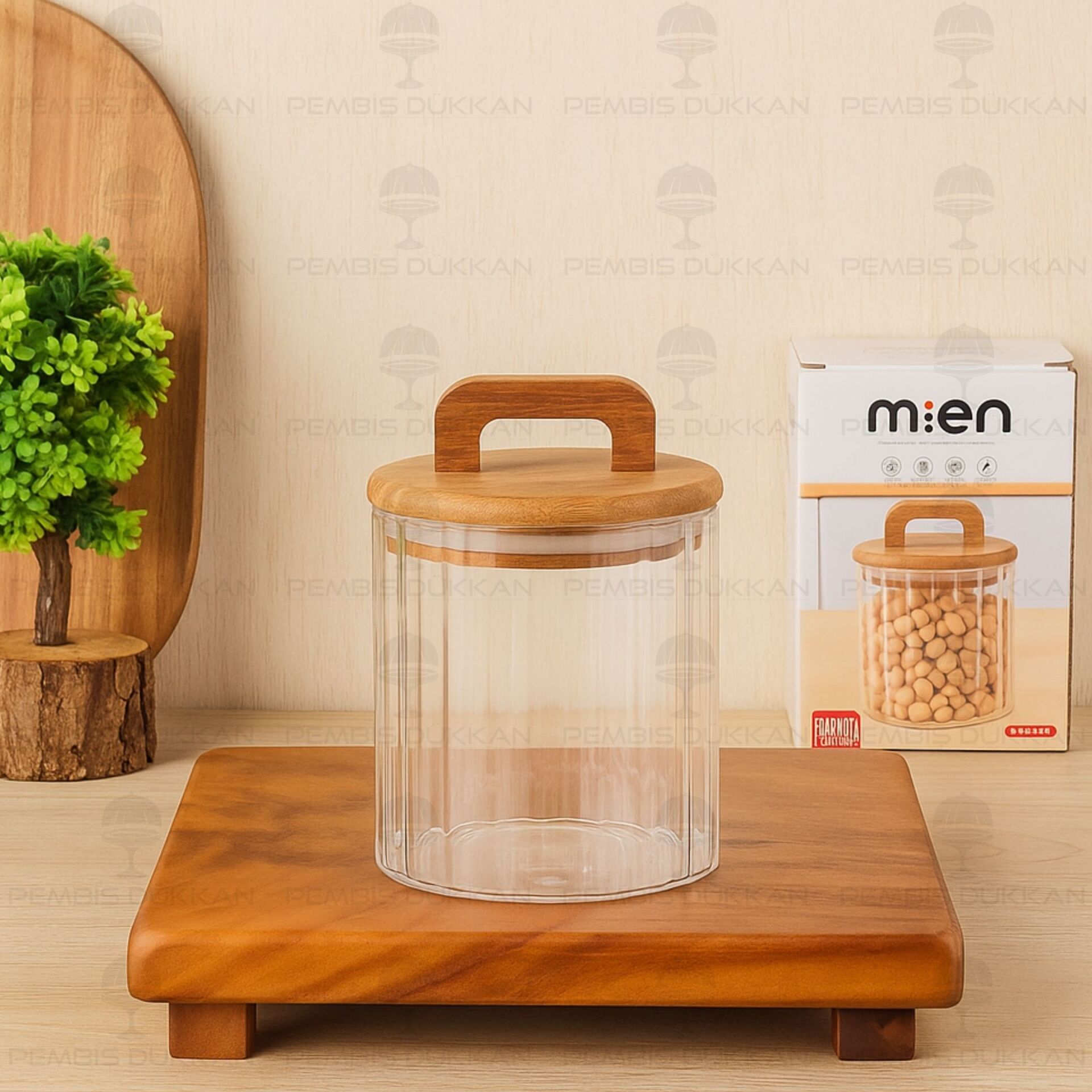 NOVA 650ML AKASYA KAPAKLI, ÇİZGİLİ KAVANOZ (BOR070)