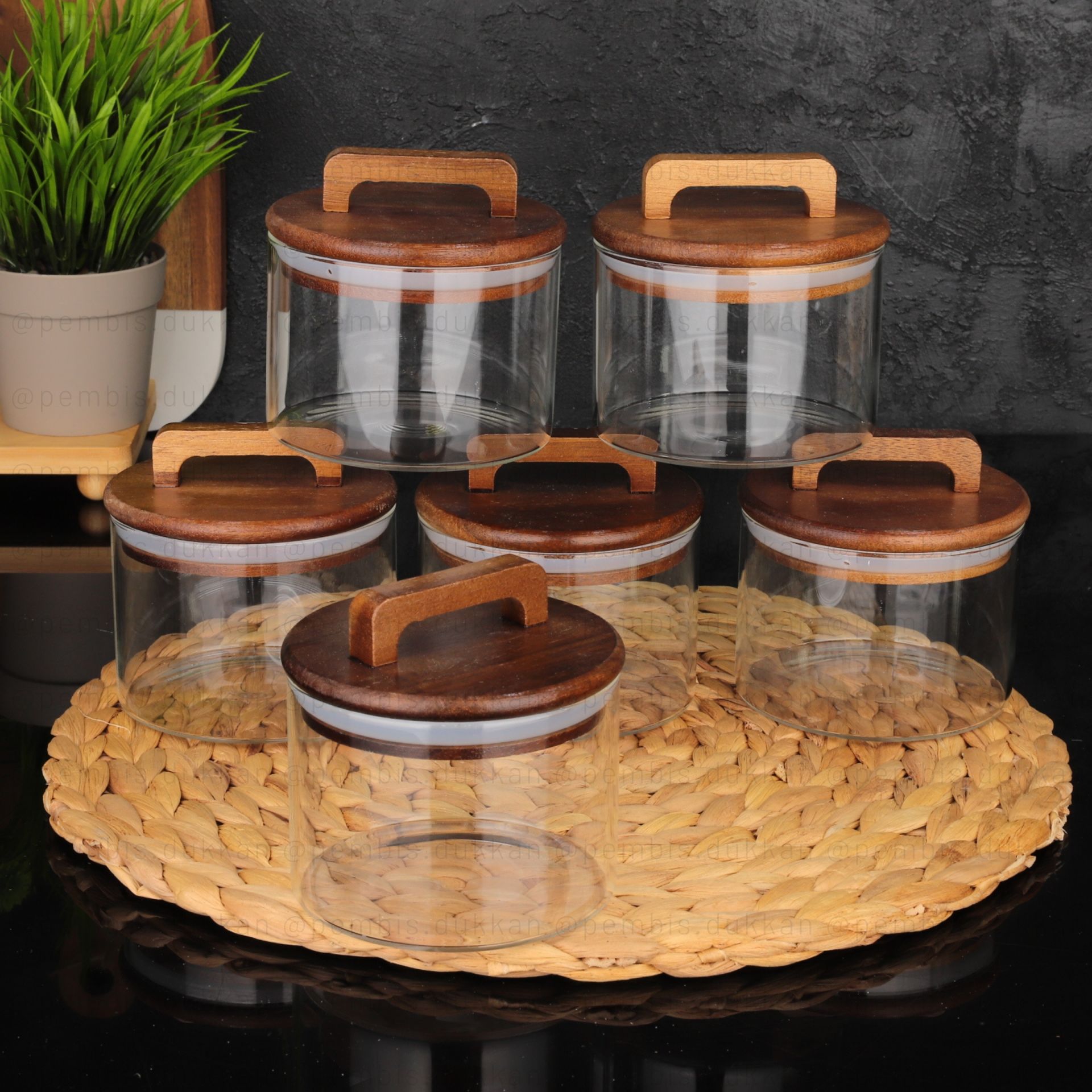 6LI AKASYA YUVARLAK CAM KAVANOZ 460ML