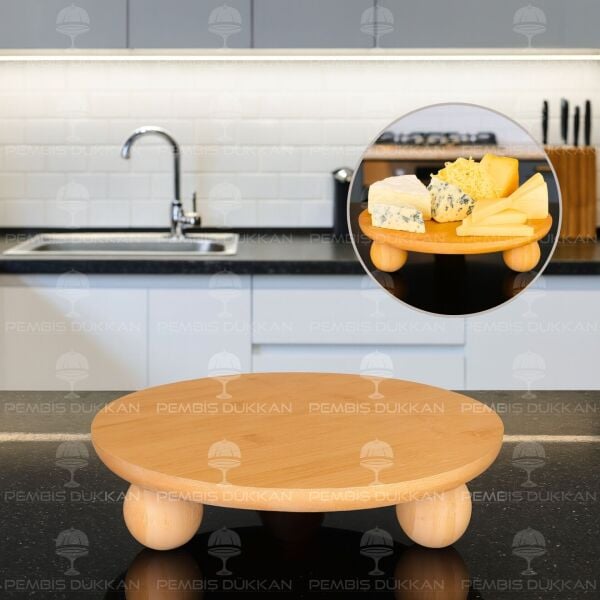 BAMBU 27CM NORA KÜÇÜK TOP AYAKLI, PEYNİR TABAĞI & SUNUM STAND (984)