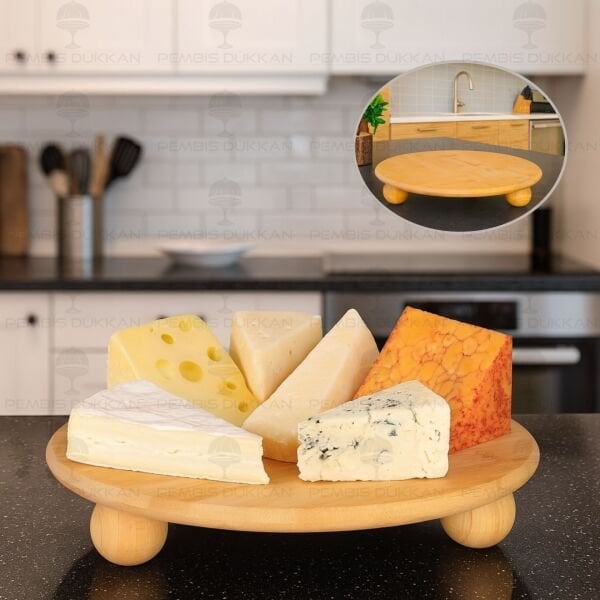 BAMBU 32CM MİNA BÜYÜK TOP AYAKLI, PEYNİR TABAĞI & SUNUM STAND (1092)