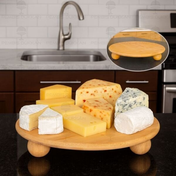 BAMBU 32CM MİNA BÜYÜK TOP AYAKLI, PEYNİR TABAĞI & SUNUM STAND (1092)