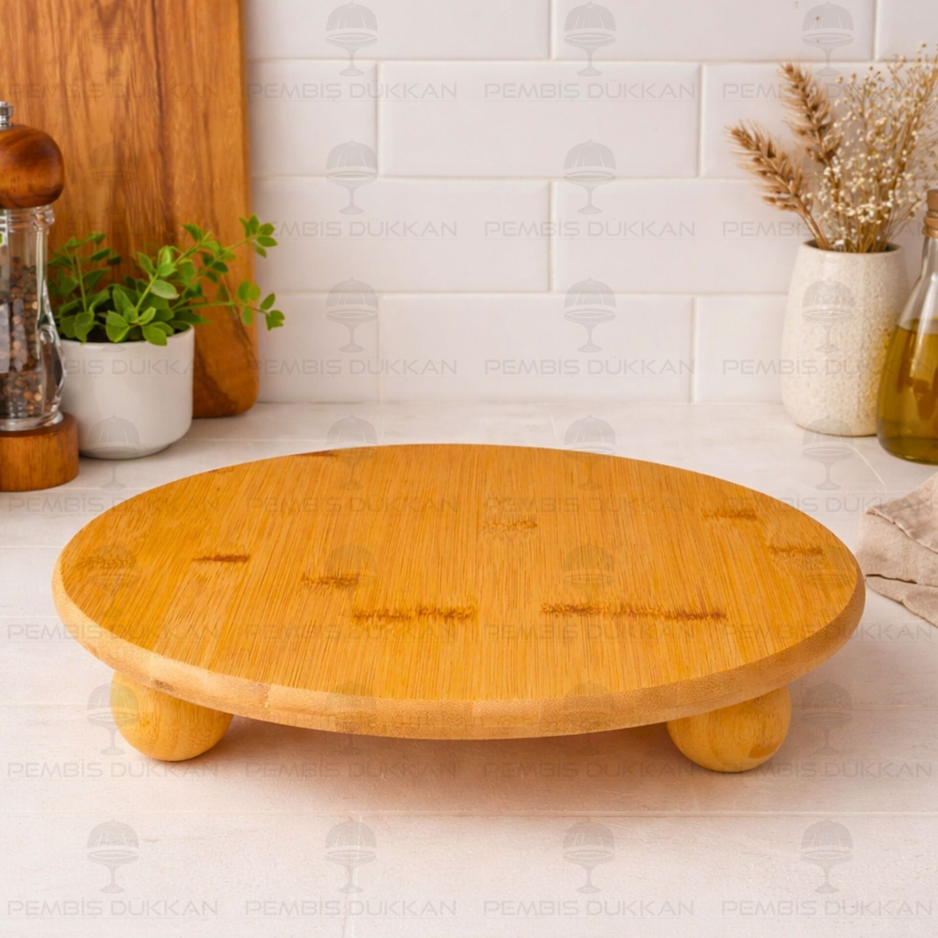 BAMBU 32CM MİNA BÜYÜK TOP AYAKLI, PEYNİR TABAĞI & SUNUM STAND (1092)