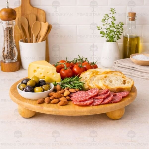 BAMBU 32CM MİNA BÜYÜK TOP AYAKLI, PEYNİR TABAĞI & SUNUM STAND (1092)