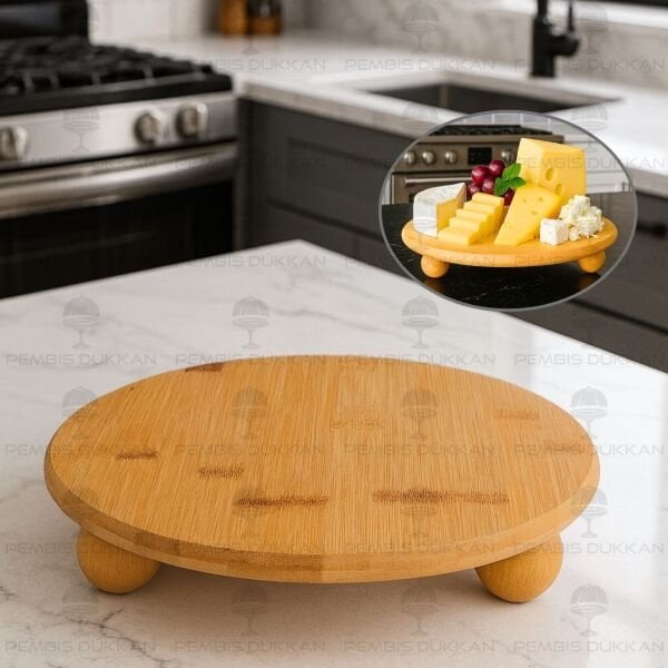 BAMBU 27CM MİNA KÜÇÜK TOP AYAKLI, PEYNİR TABAĞI & SUNUM STAND (1090)