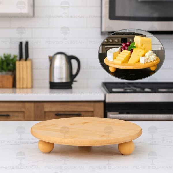 BAMBU 27CM MİNA KÜÇÜK TOP AYAKLI, PEYNİR TABAĞI & SUNUM STAND (1090)