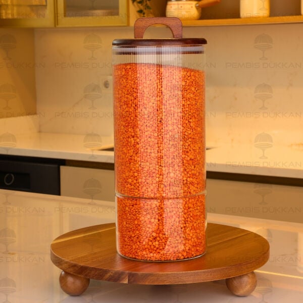 LORY 2700ml Akasya Kapaklı, Çizgili Kavanoz (9R40)