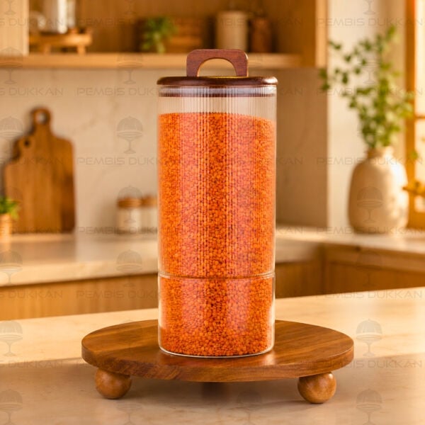 LORY 2700ml Akasya Kapaklı, Çizgili Kavanoz (9R40)
