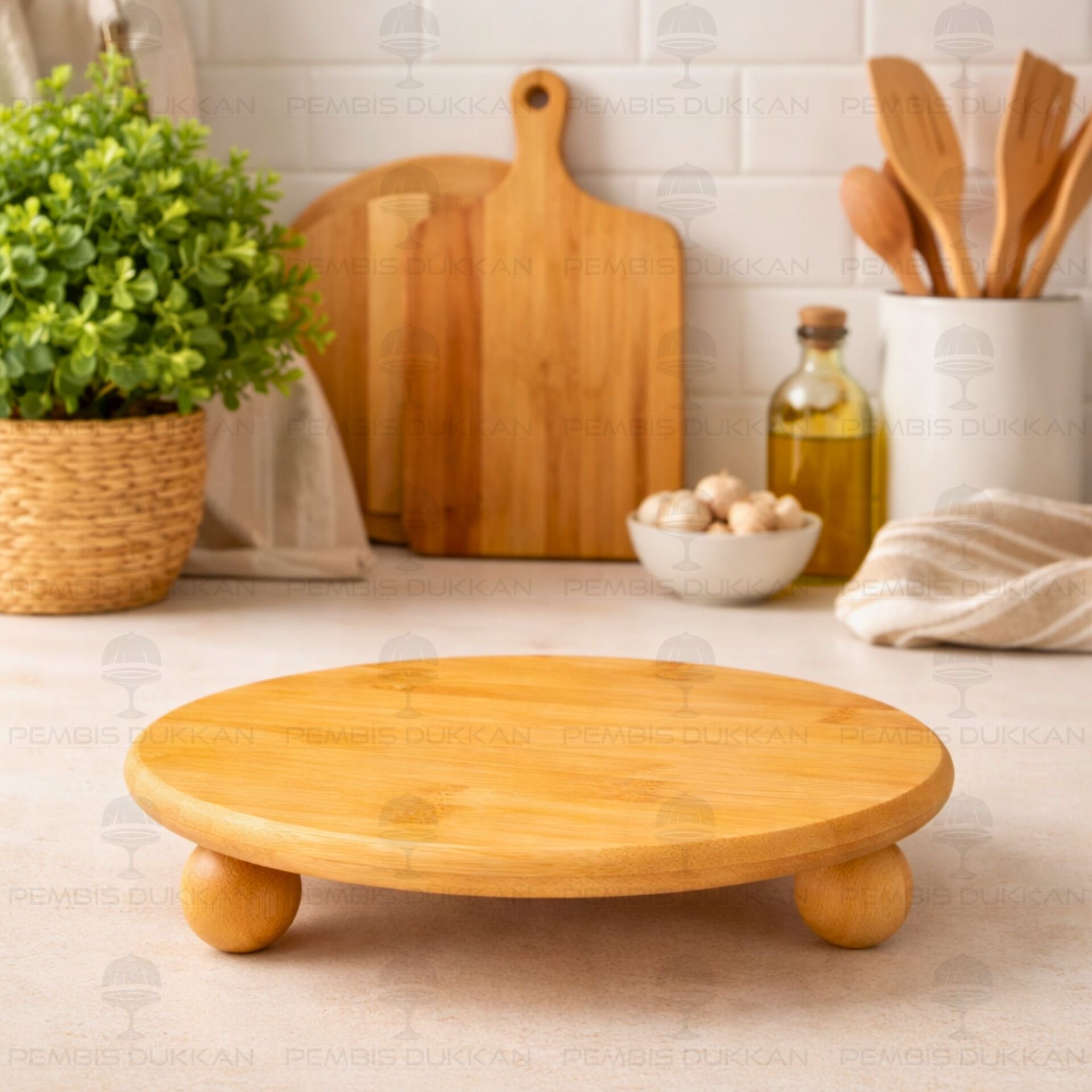 BAMBU 27CM MİNA KÜÇÜK TOP AYAKLI, PEYNİR TABAĞI & SUNUM STAND (1090)