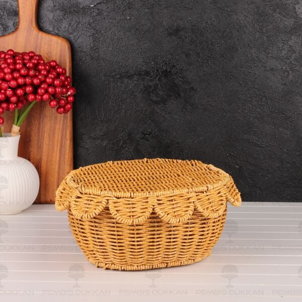 3LÜ OVAL KAPAKLI RATTAN SEPET (9T08)