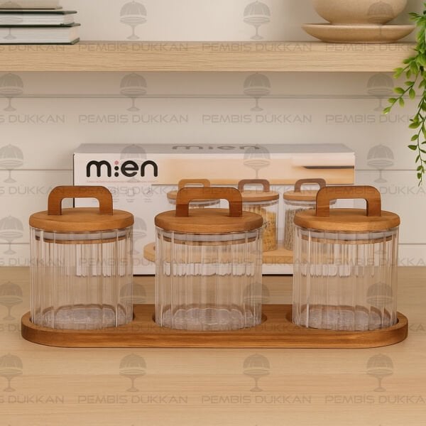 3LÜ İZY AKASYA KAPAKLI TEZGAH ÜSTÜ KOMBİN SET (BOR067)