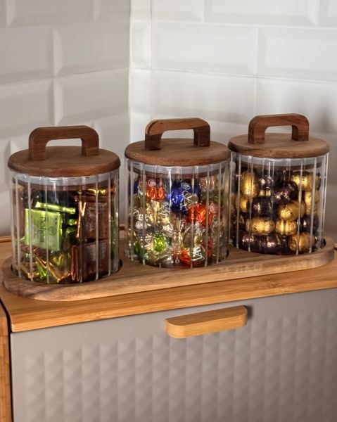 3LÜ İZY AKASYA KAPAKLI TEZGAH ÜSTÜ KOMBİN SET (BOR067)